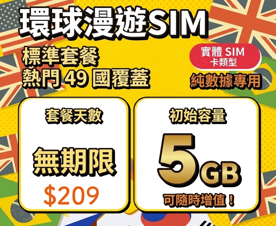 主要國家49地 5GB Sim