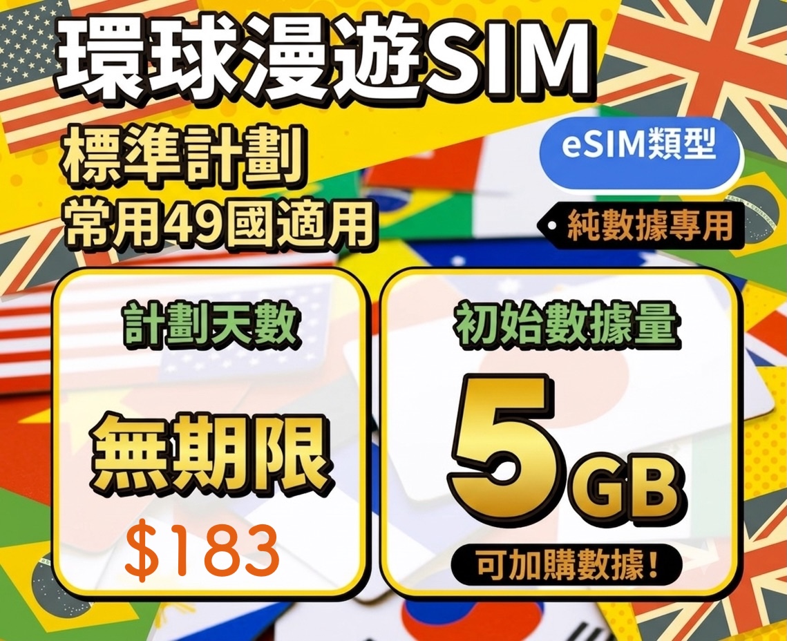 主要國家49地 5GB eSim